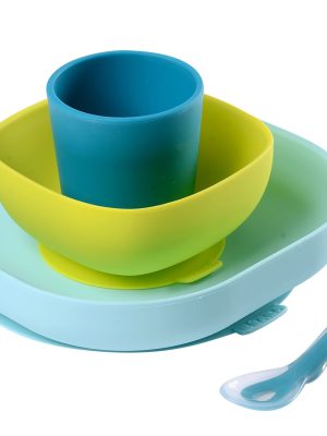 Set vaisselle silicone 4 pièces blue