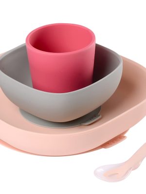 Set vaisselle silicone 4 pièces pink
