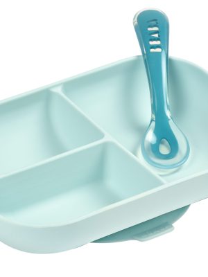Set repas silicone avec ventouse blue