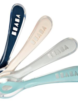 Lot 4 cuillères 2ème âge silicone blue