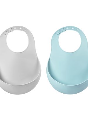 Lot de 2 bavoirs silicone green/grey