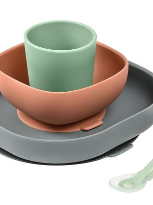 Set vaisselle silicone 4 pièces mineral