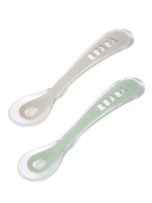 Lot de 2 cuillères 2ème âge silicone avec boite de transport