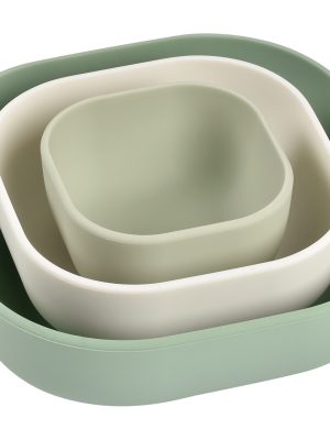 Lot de 3 bols silicone gigogne sage green