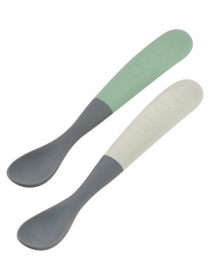 Lot de 2 cuillères 1er âge silicone bi-ton mineral