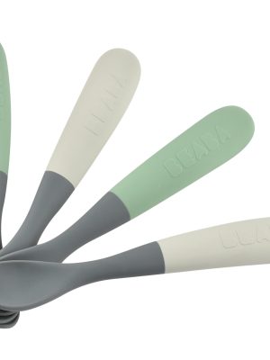 Lot de 4 cuillères 1er âge silicone bi-ton mineral